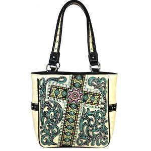 Montana West Handbag Purse Western Tote Shoulder Bag Colorful Embroidered Cross